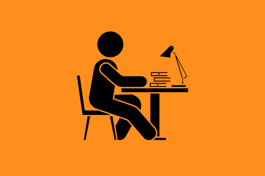 graphic of person sitting at a desk